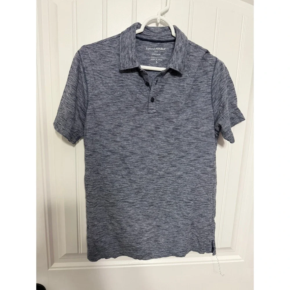 Banana Republic Polo Shirt Mens Small Vintage Blue Space Dye EUC